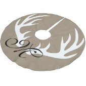 Rustic Farmhouse White Deer Antlers Faux Burlap Kerstboom Rok (Gekanteld)