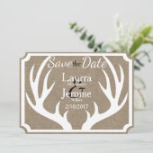Rustic Farmhouse White Deer Antlers Save the Date (Staand voorkant)