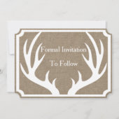 Rustic Farmhouse White Deer Antlers Save the Date (Achterkant)