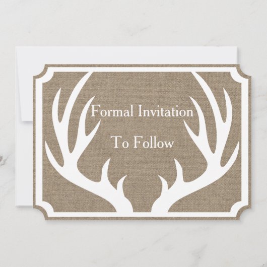 Rustic Farmhouse White Deer Antlers Save the Date (Achterkant)