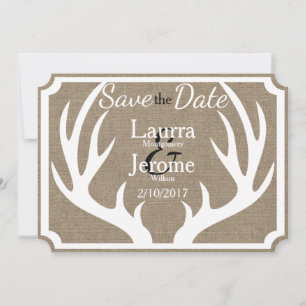 Rustic Farmhouse White Deer Antlers Save the Date