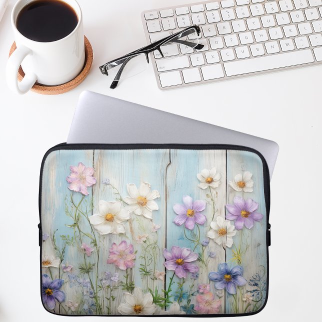 Rustic Farmhouse Wildflower Cottage Floral Laptop Sleeve (Creator heeft geüpload)
