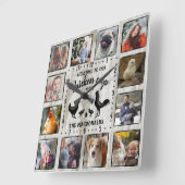 Rustic Farmhouse Wood Chicken Coop Photo Collage Vierkante Klok (Hoek)