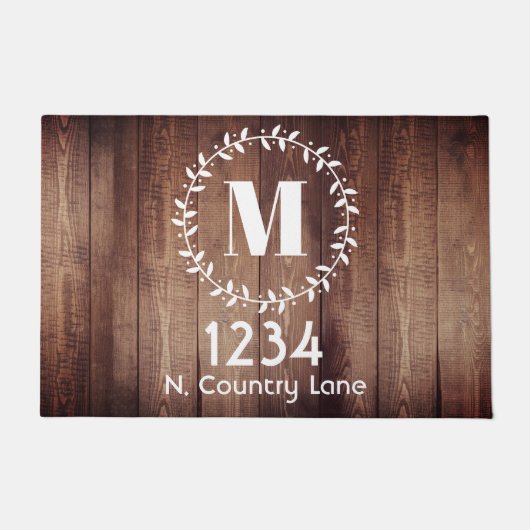 Rustic Farmhouse Wreath Barn Wood Monogram Doormat Deurmat (Voorkant)