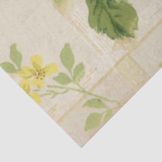 Rustic Farmhouse Yellow Roses op Trellis Tissuepapier (Detail)