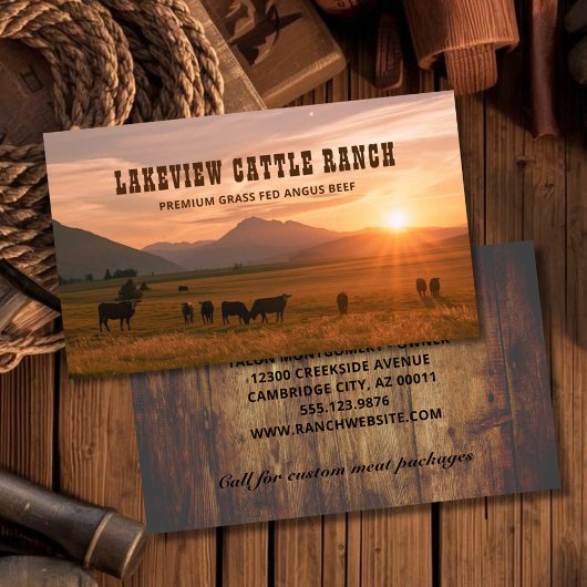 Rustic Farming Cattle Ranch Farm Business Card Visitekaartje