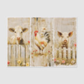 Rustic Farmyard Cow Rooster Pig FD1 Decoupage Tissuepapier (Voorkant)