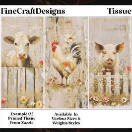 Rustic Farmyard Cow Rooster Pig FD1 Decoupage Tissuepapier
