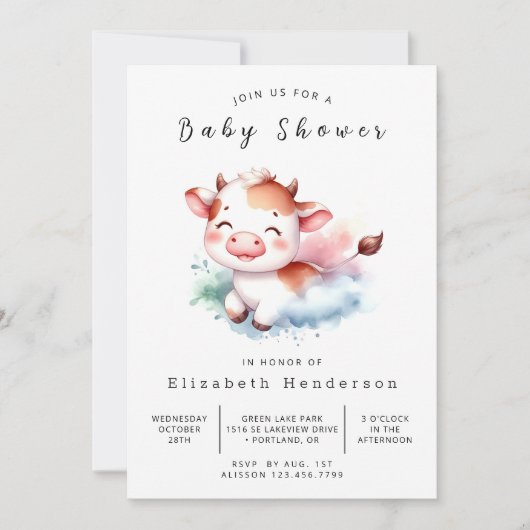 Rustic Farmyard Koe Baby shower Kaart (Voorkant)
