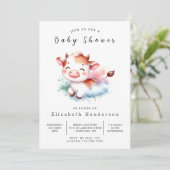 Rustic Farmyard Koe Baby shower Kaart (Staand voorkant)