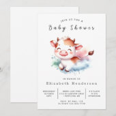 Rustic Farmyard Koe Baby shower Kaart (Voorkant / Achterkant)