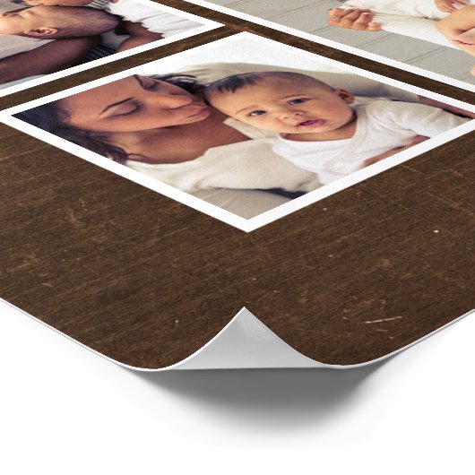 Rustic Faux Barn Wood 6 Square Photo Collage Poster (Hoek)