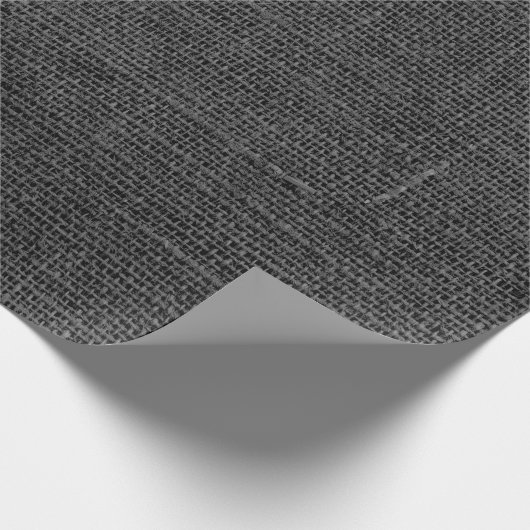 Rustic Faux Black Burlap Texture Cadeaupapier (Hoek)