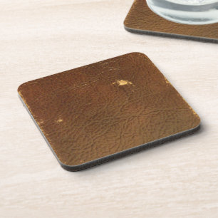 Rustic Faux Brown Leather Drankjes Onderzetter