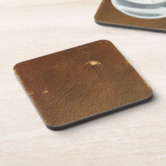 Rustic Faux Brown Leather Drankjes Onderzetter (Linkerzijde)