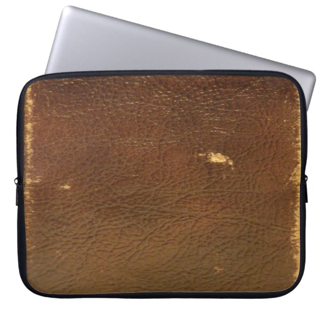 Rustic Faux Brown Leather Laptop Sleeve (Voorkant)