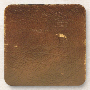 Rustic Faux Brown Leather Onderzetter