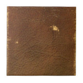 Rustic Faux Brown Leather Tegeltje (Voorkant)
