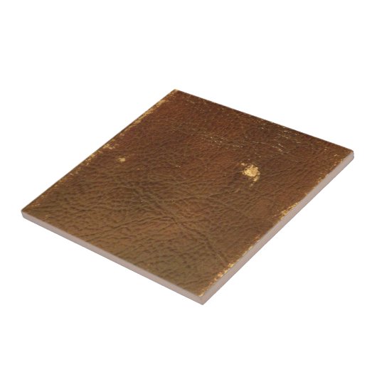 Rustic Faux Brown Leather Tegeltje (Zijkant)