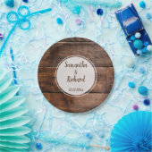 Rustic Faux Brown Wood Country Wedding Papieren Bordje (Feest)