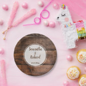 Rustic Faux Brown Wood Country Wedding Papieren Bordje (Feest)