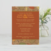 Rustic FAUX Burlap, Autumn Leaves Wedding Invite 2 Kaart (Staand voorkant)