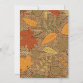 Rustic FAUX Burlap, Autumn Leaves Wedding Invite 2 Kaart (Achterkant)