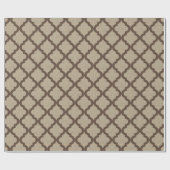 Rustic Faux Burlap en Brown Moroccan Quatrefoil Cadeaupapier (Vlak)
