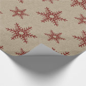Rustic Faux Burlap en Red Snowflake Pattern Cadeaupapier (Hoek)