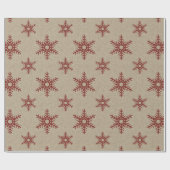 Rustic Faux Burlap en Red Snowflake Pattern Cadeaupapier (Vlak)