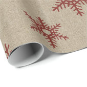 Rustic Faux Burlap en Red Snowflake Pattern Cadeaupapier (Rol Hoek)