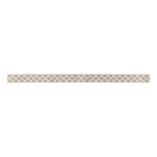 Rustic Faux Burlap en White Moroccan Quatrefoil Satijnen Lint (Voorkant)