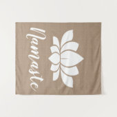 Rustic Faux Burlap Namaste White Lotus Yoga Wandkleed (Voorkant (horizontaal))