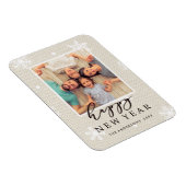 Rustic Faux Burlap Texture Happy Nieuwjaarsfoto Magneet (Rechterzijde)