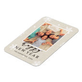 Rustic Faux Burlap Texture Happy Nieuwjaarsfoto Magneet (Linkerzijde)