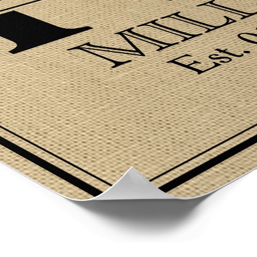 Rustic Faux Burlap Wedding Monogram Poster (Hoek)