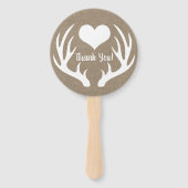 Rustic Faux Burlap & White Deer Antler Wedding Handwaaier (Achterkant)