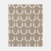 Rustic Faux Burlap & White Deer Antlers Fleece Deken (Voorkant)