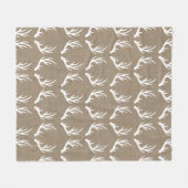 Rustic Faux Burlap & White Deer Antlers Fleece Deken (Voorkant (Horizontaal))