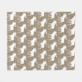 Rustic Faux Burlap & White Moose Pattern Fleece Deken (Voorkant (Horizontaal))