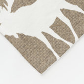 Rustic Faux Burlap & White Moose Pattern Fleece Deken (Hoek)