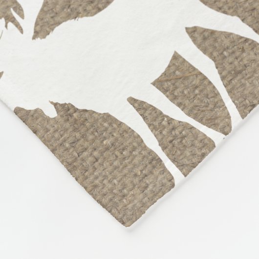 Rustic Faux Burlap & White Moose Pattern Fleece Deken (Hoek)