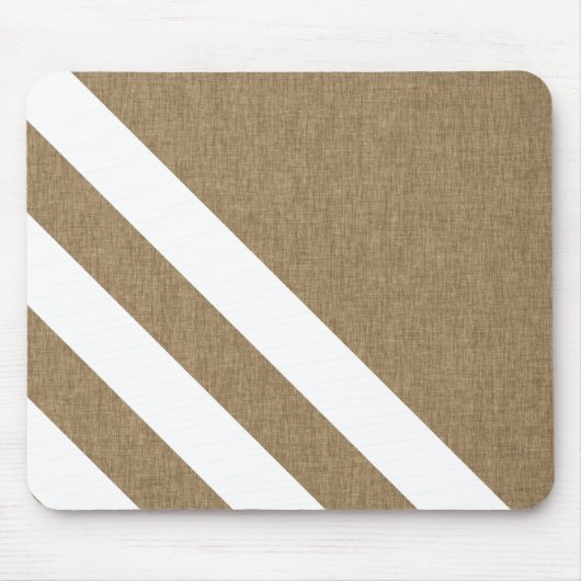 Rustic Faux Burlap White Stripes Muismat (Voorkant)