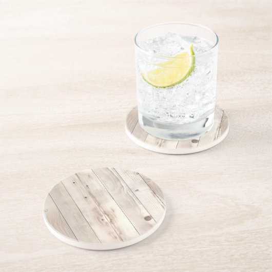 Rustic Faux Cream White Wood Zandsteen Onderzetter (Zijkant)