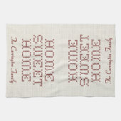 Rustic Faux Cross-Stitch Home Sweet Home Bourgondi Theedoek (Horizontaal)