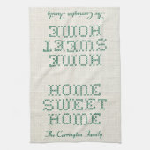 Rustic Faux Cross-Stitch Home Sweet Home Groen Theedoek (Verticaal)