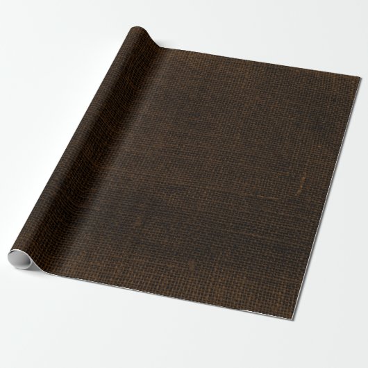 Rustic Faux Dark Brown Burlap Texture Cadeaupapier (Uitgerold)