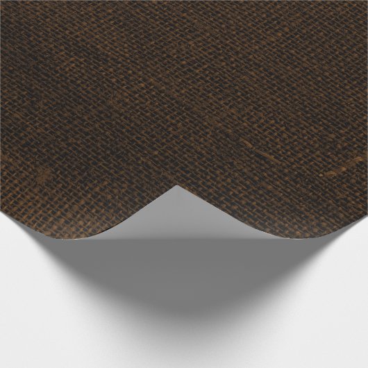 Rustic Faux Dark Brown Burlap Texture Cadeaupapier (Hoek)