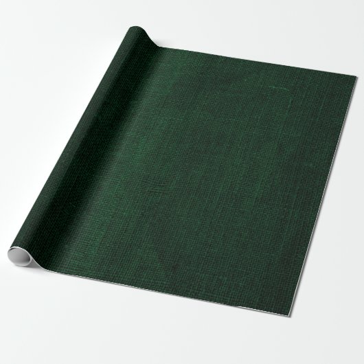 Rustic Faux Dark Green Burlap Texture Cadeaupapier (Uitgerold)
