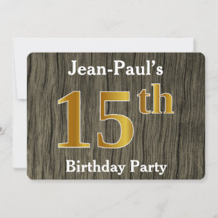 Rustic, Faux Gold 15th Birthday Party; aangepaste  Kaart